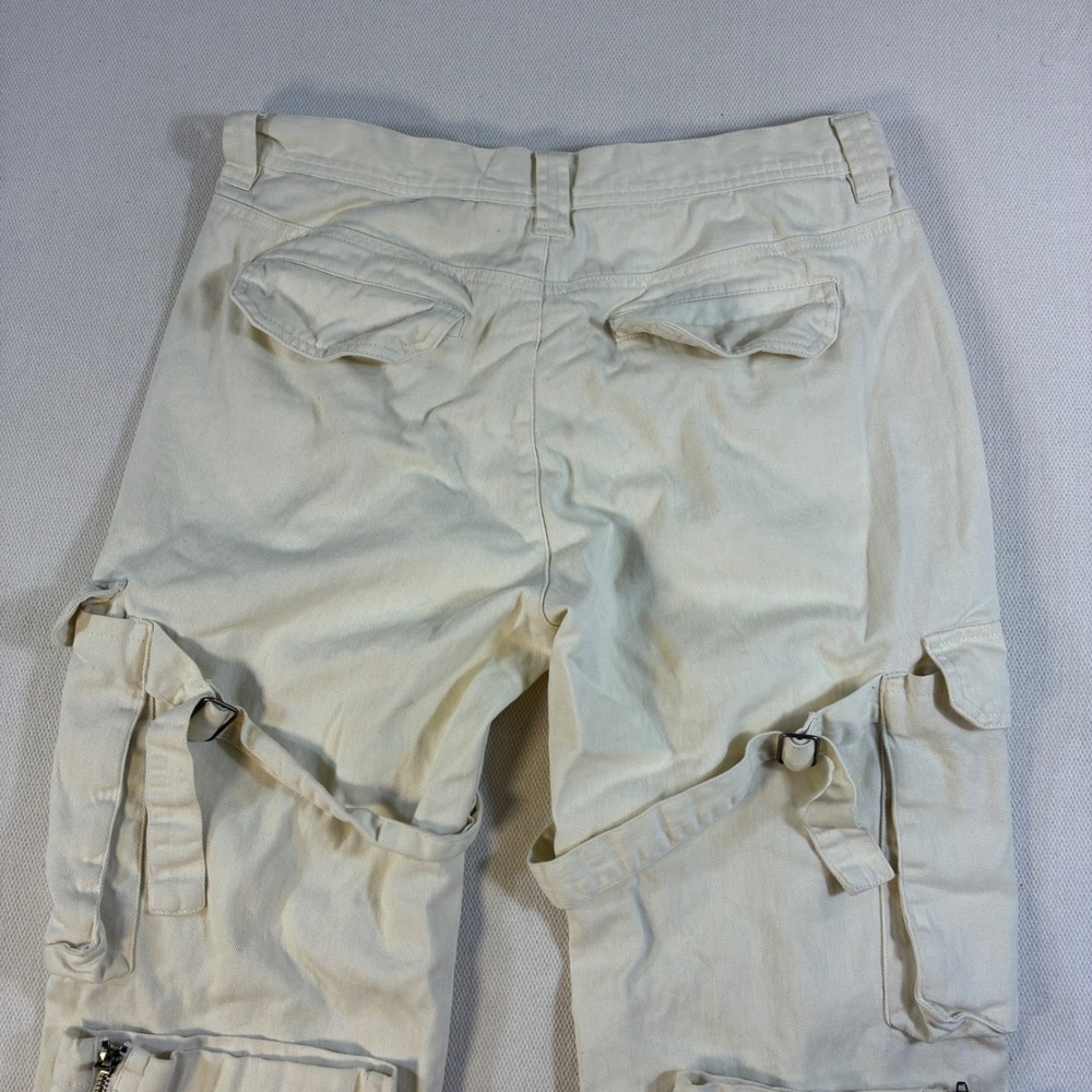 Standard Cloth Urban Outfitters Mens Cargo Pants Cream Strap Zipper Size Medium - Picture 3 of 10